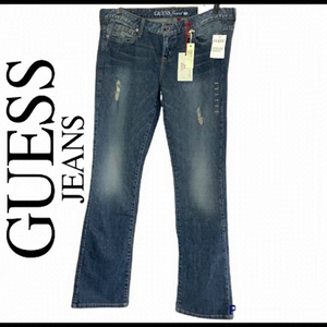 GUESS Dark Gold Rush Wash Distressed Bootcut Jeans Size 32
